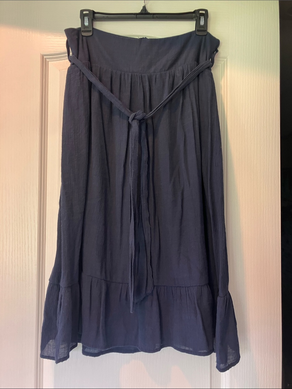 NY Collection Navy Tie-Waist Maxi Skirt